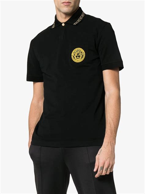 versace collection medusa polo shirt|versace medusa embroidered polo.